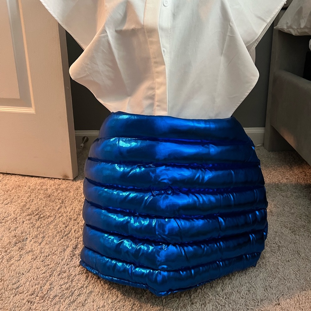 Metallic Blue Puffer Skirt